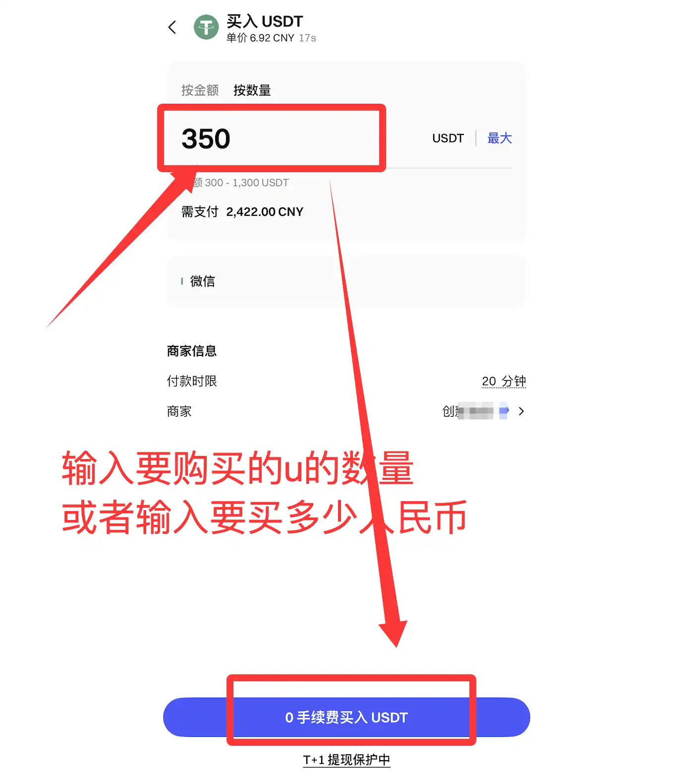 输入金额并下单